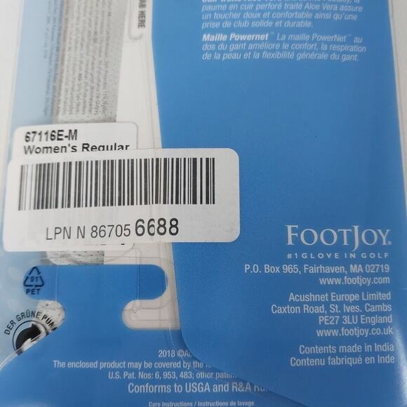 FootJoy StaCooler Original Style Golf Gloves for Women Right Hand‎ Medium White - Picture 4 of 5